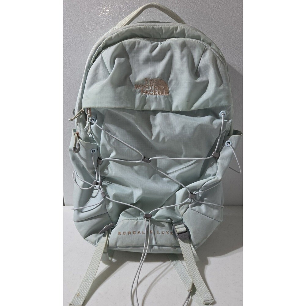 The North Face Women’s Borealis Luxe Backpack Baby Blue color Silver Embroidery
